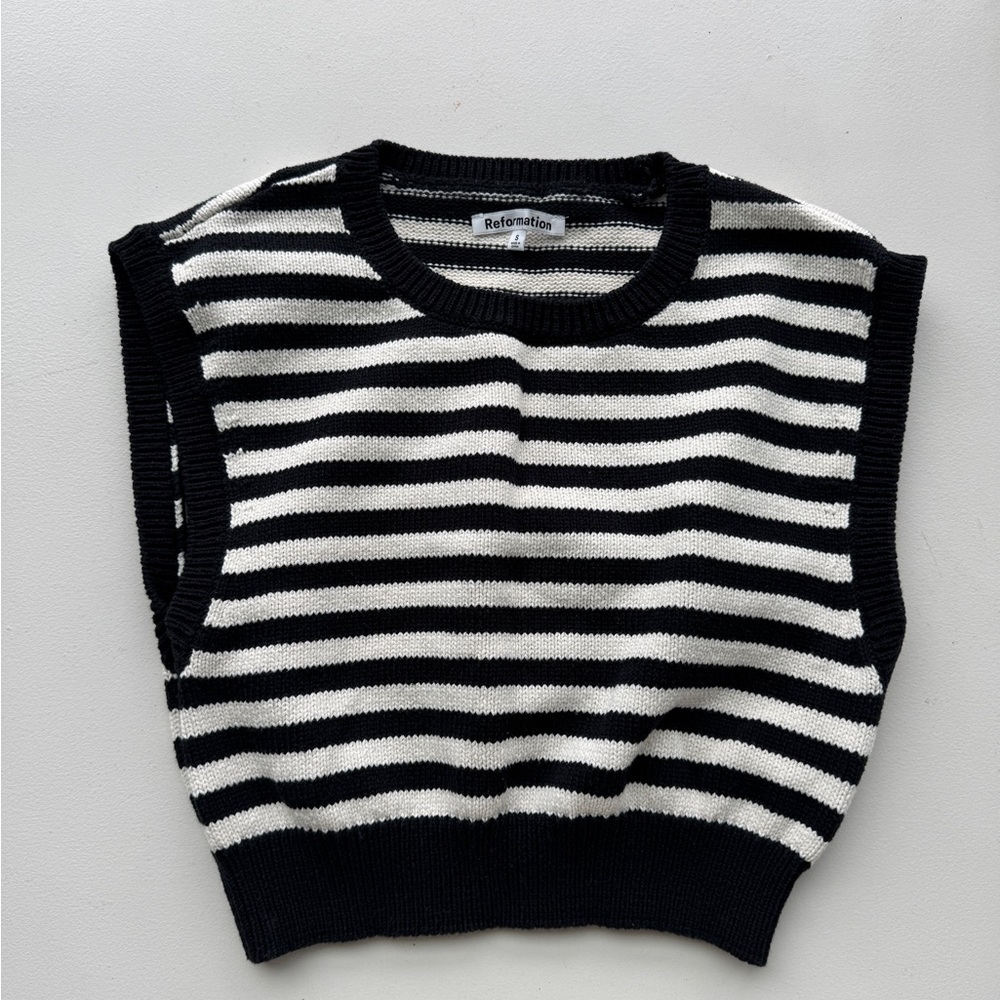 Reformation knitted vest (BW Stripe)